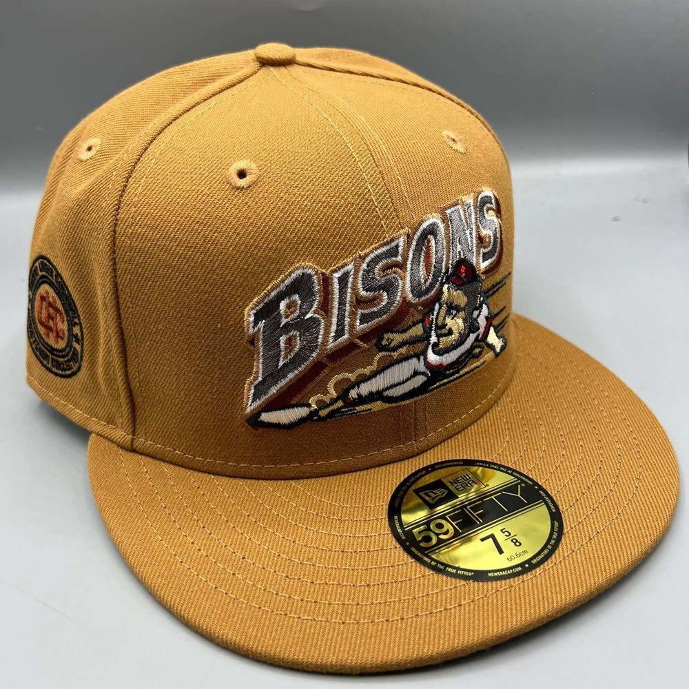 Buffalo Bisons Hat Men 7 5/8 Brown Gray 59Fifty New Era MiLB Fitted Cap